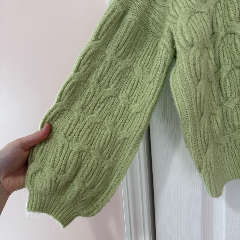 Green Cable Knit Sweater - Picture 3 of 6